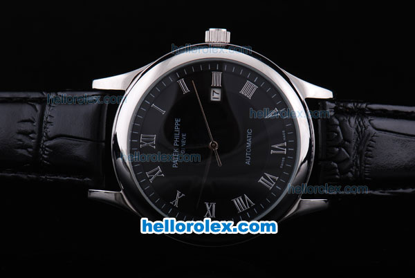 Patek Philippe Geneve Automatic with Black Dial and Roman Marking - Click Image to Close